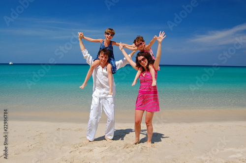 Happy family on beach vacation