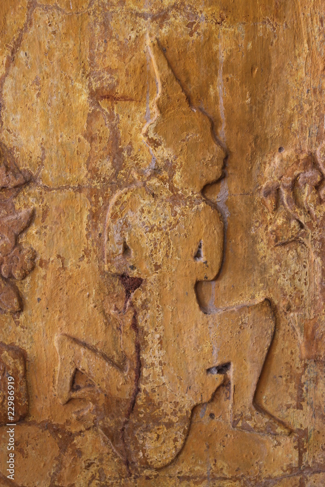 buddhist art on wall of temple, Ban Koo, Yangsrisurat