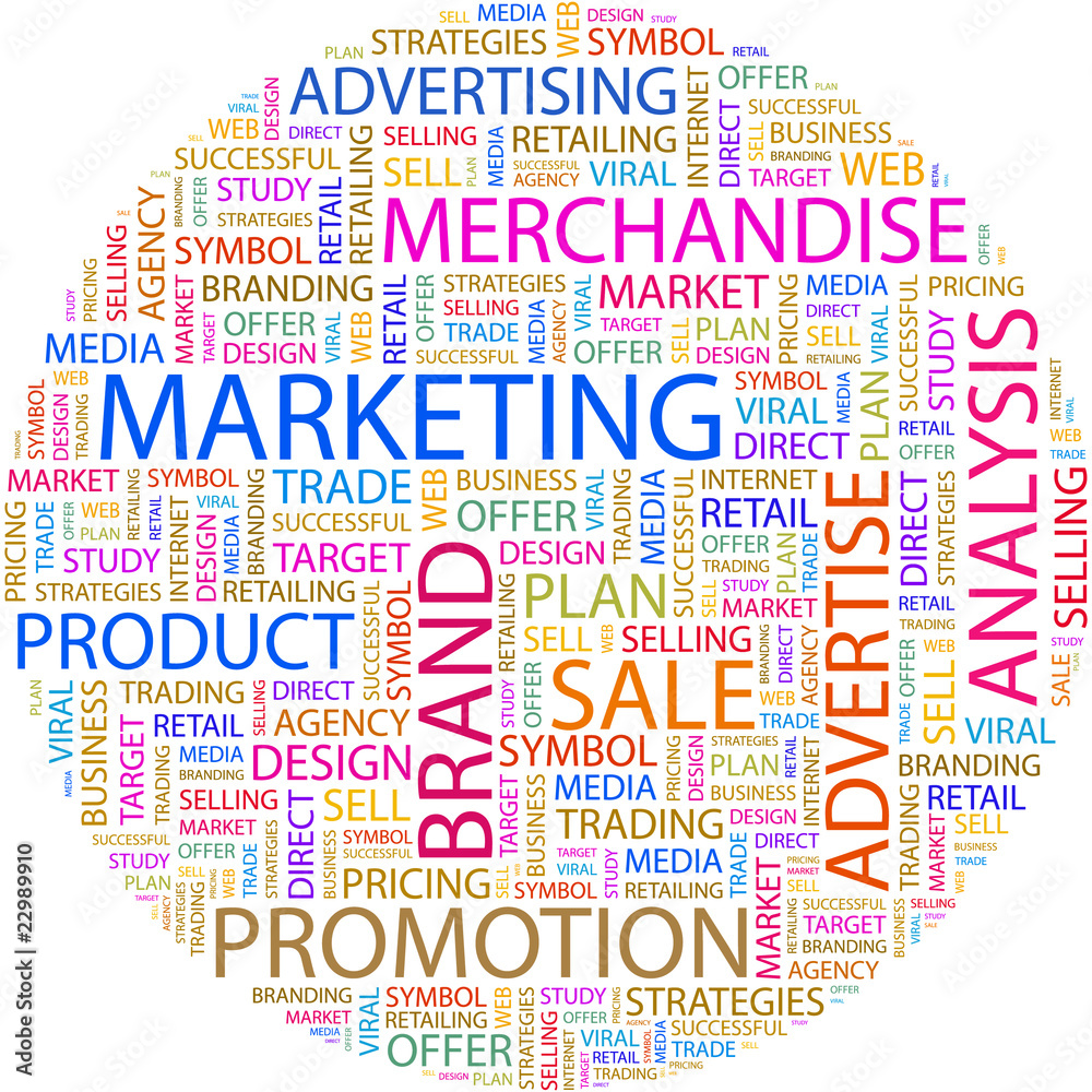 Fototapeta premium MARKETING. Illustration with different association terms.
