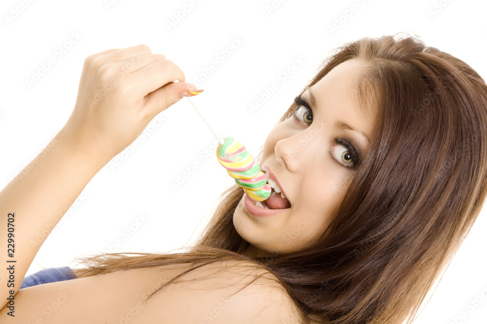 Lollipop girl sweet candy isolated Lollipop girl sweet candy isolated