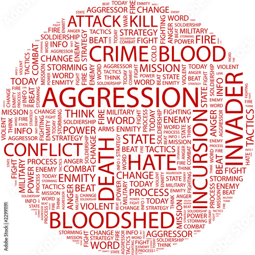AGGRESSION. Word collage on white background.
