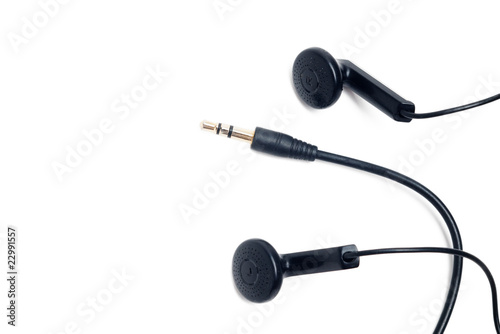 earphones with minijack on white