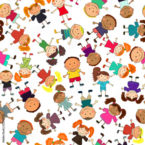 vector seamless background with kids