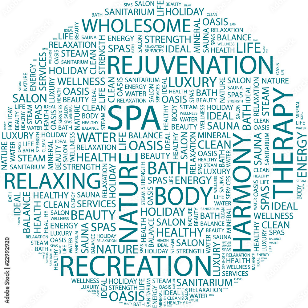Fototapeta premium SPA. Collage with association terms on white background.