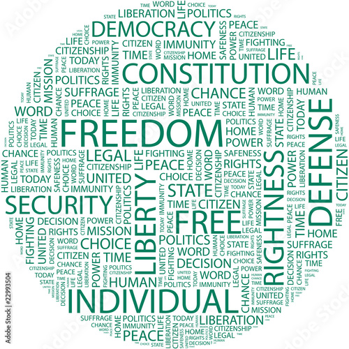 FREEDOM. Collage with association terms on white background.