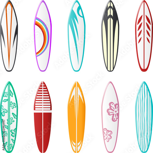 Surfboard design set. To see the other vector surfboard illustrations   please check Surfboards collection.