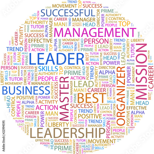 LEADER. Word collage on white background.