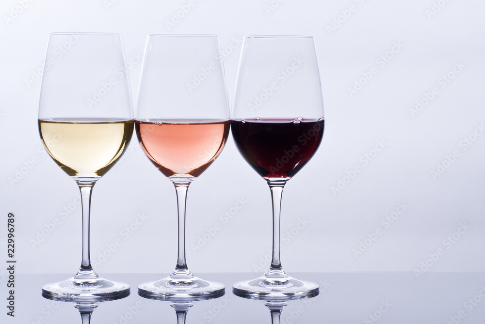 Wine Glasses Filled with Colorful Wine