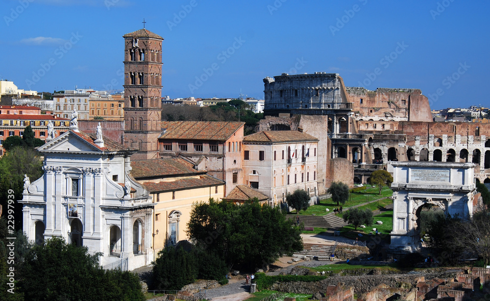 Roman Forum and Colosseo in Rome