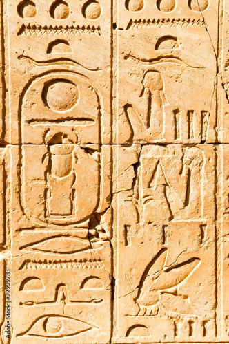 hieroglyph wall of the Karnak temple complex, Egypt