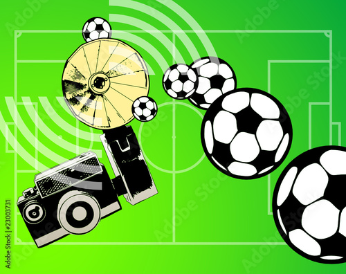 Abstract background with old camera, vector illustration