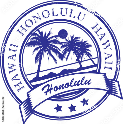 Grunge rubber stamp with the word Honolulu, Hawaii