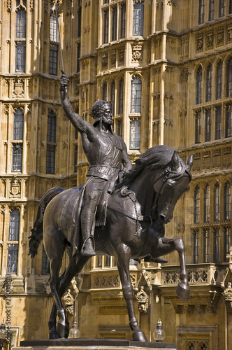 equestrian statue outside london parliament