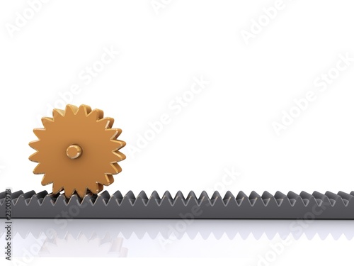 Fotografi rack reducer with a golden gear on white background