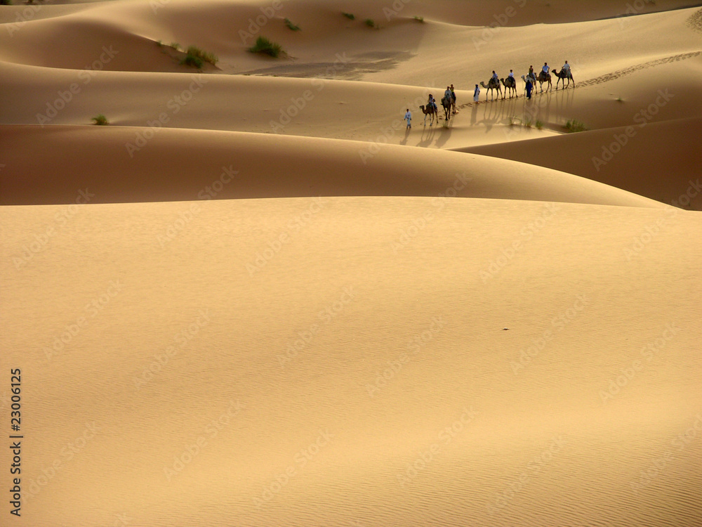 Fotografie caravane dans les dunes du maroc
