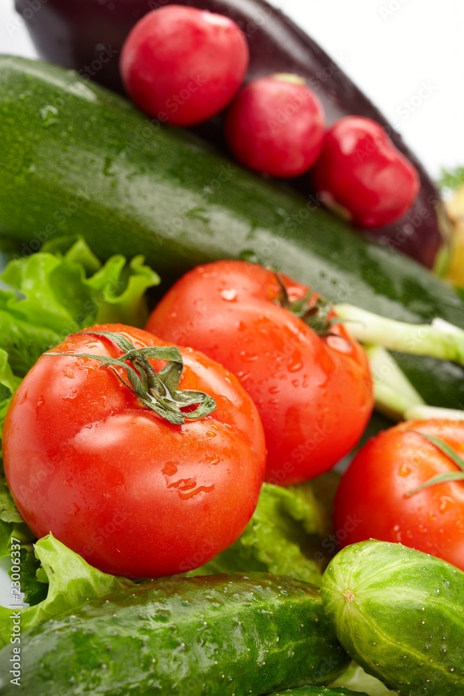 fresh vegetables on the white background fresh vegetables on the white background