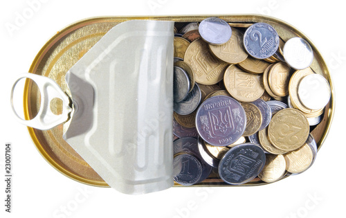 coins in a tin can .
