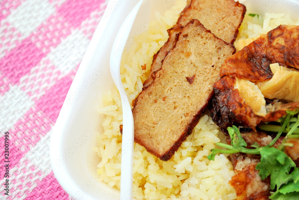 Spoon on roast pork rice Spoon on roast pork rice