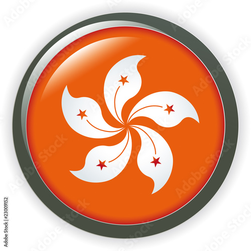 Hong Kong, shiny button flag vector illustration