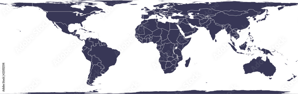 Weltkarte, world map - Cylindrical Equal-Area