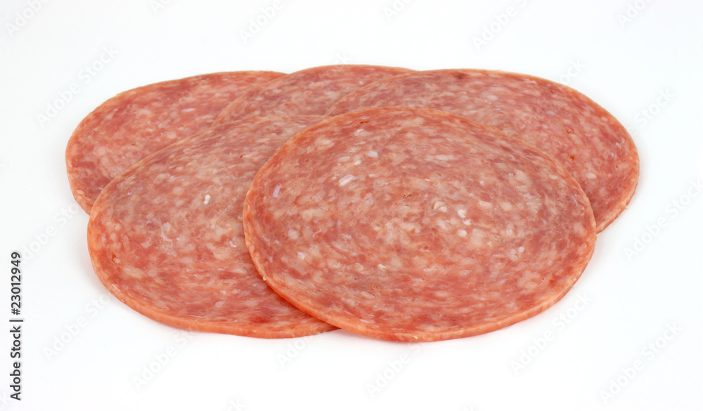 Several slices of genoa salami Several slices of genoa salami