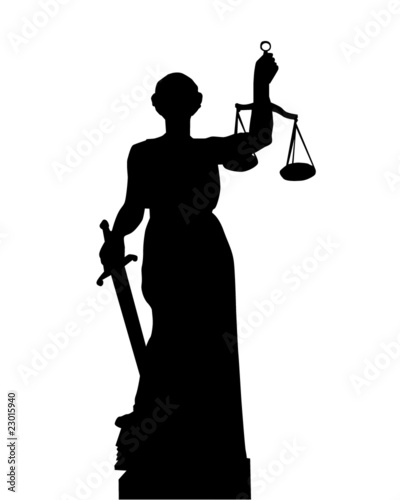 Silhouette of a statue of a Themis