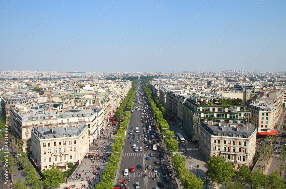 panorama dall'Arco di Trionfo di Parigi