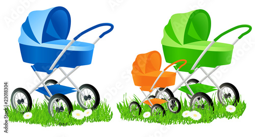 Colored baby carriages