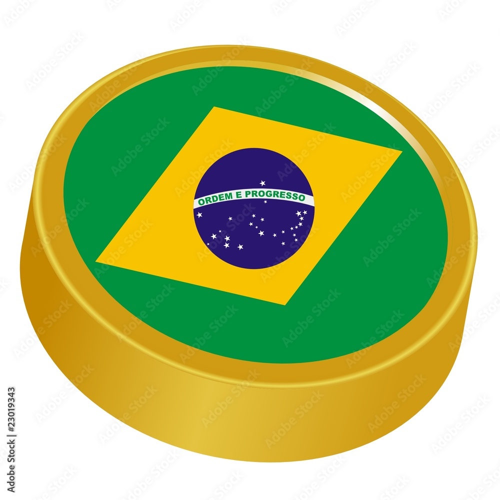 Fototapeta premium 3d button in colors of Brazil