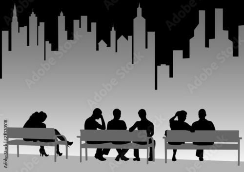 Benches in city