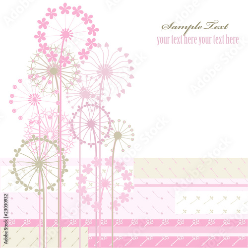 Decorative background with colorful dandelion patterns.