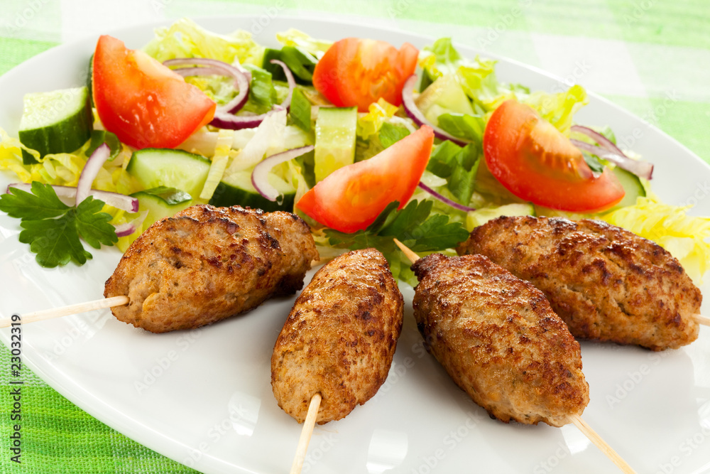 Roasted kebab with vegetables Roasted kebab with vegetables