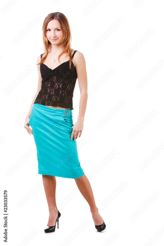 Charming young lady in blue skirt Charming young lady in blue skirt