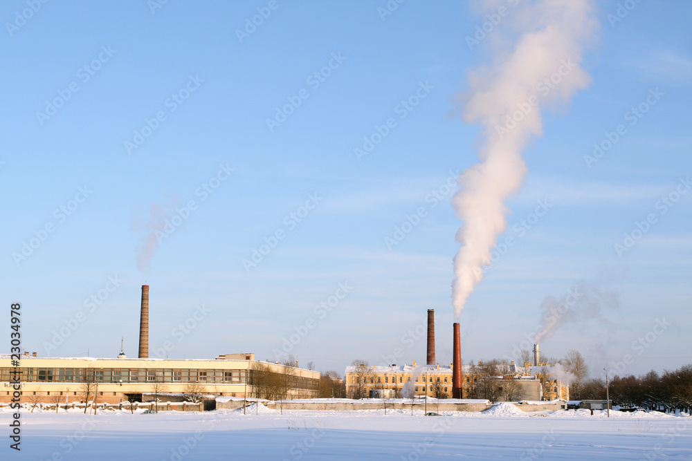 Industrial Plant with smoking Chimneys. Industrial Plant with smoking Chimneys.
