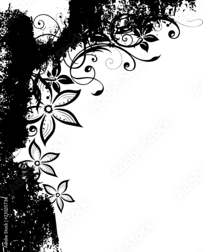 Grunge, Blumen, Blüten, Ranke, Blätter, floral, filigran