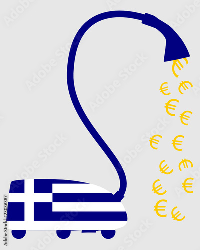 Griechischer Staubsauger saugt Euro