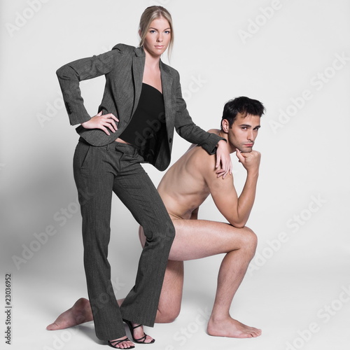 young couple with man naked
