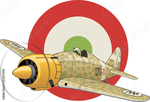 Italian WW2 airplane on the air force insignia background