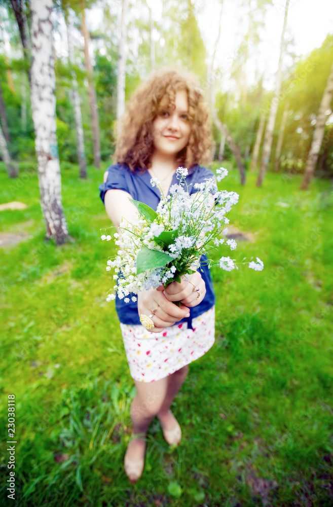 Beautiful girl with bouquet Beautiful girl with bouquet