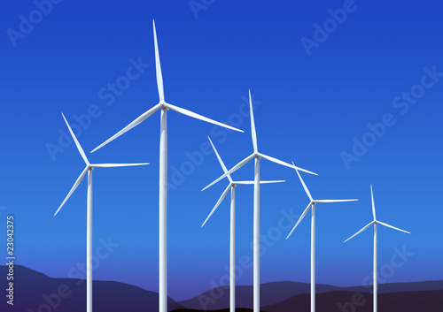 wind turbines on blue sky © Sergiy Serdyuk