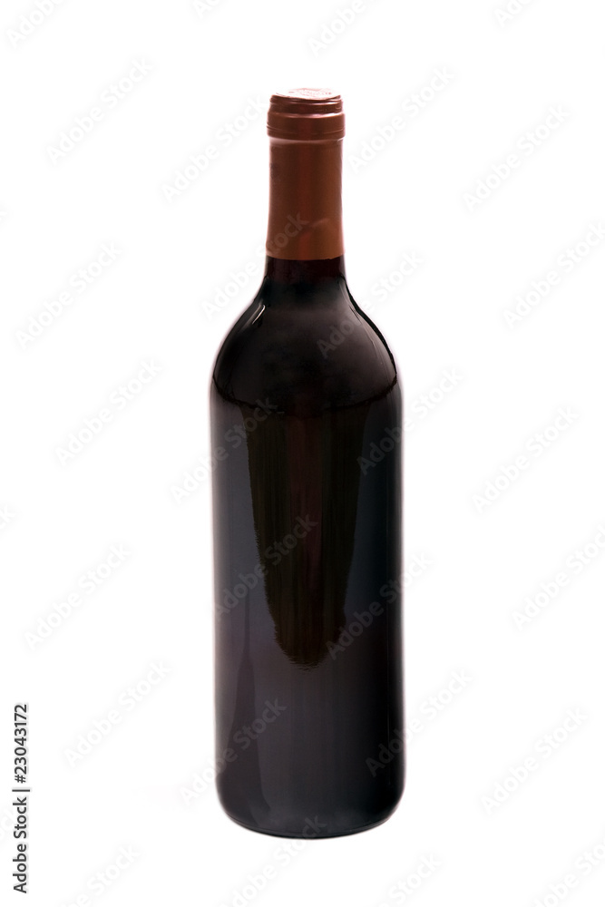 Wine bottle isolated on white background, studio shot