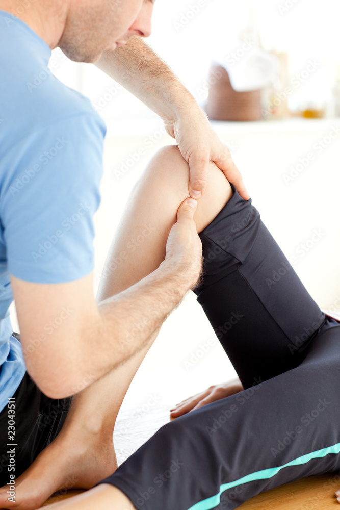 Close-up of a  self-assured man doing a massage