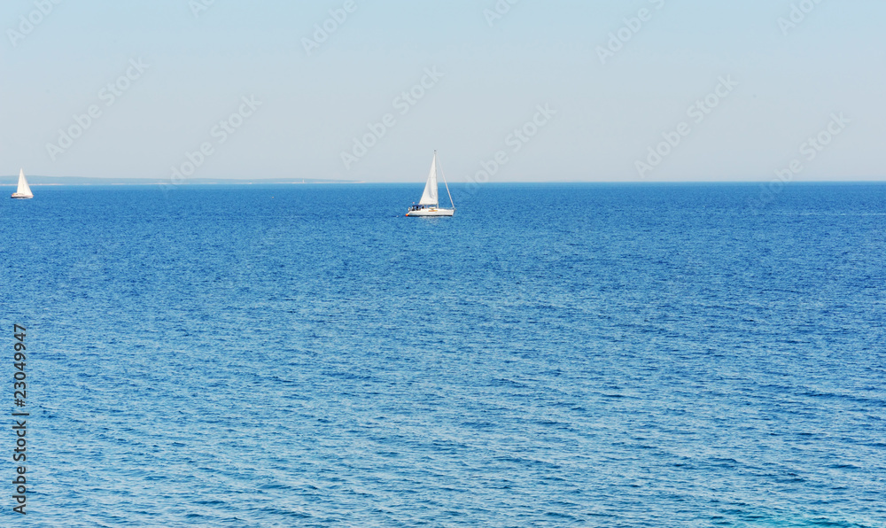 Mediterranean Sea And Yacht