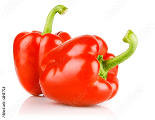 two fresh peppers fruit isolated
