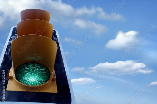 an image of traffic lights while green light on