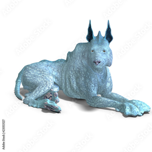 bizarre alien dog.3D rendering with clipping path and shadow ove
