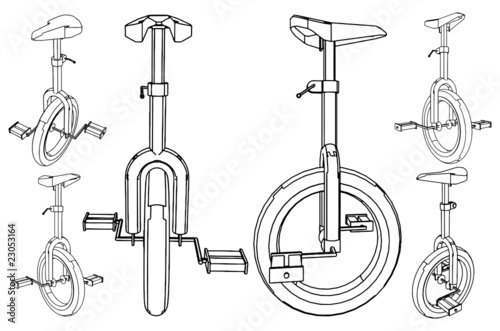 Bicycle With One Wheel Vector 01