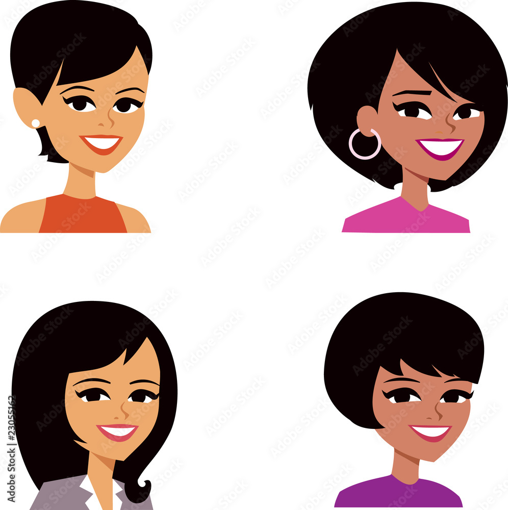 Cartoon Avatar Portrait Illustration Women