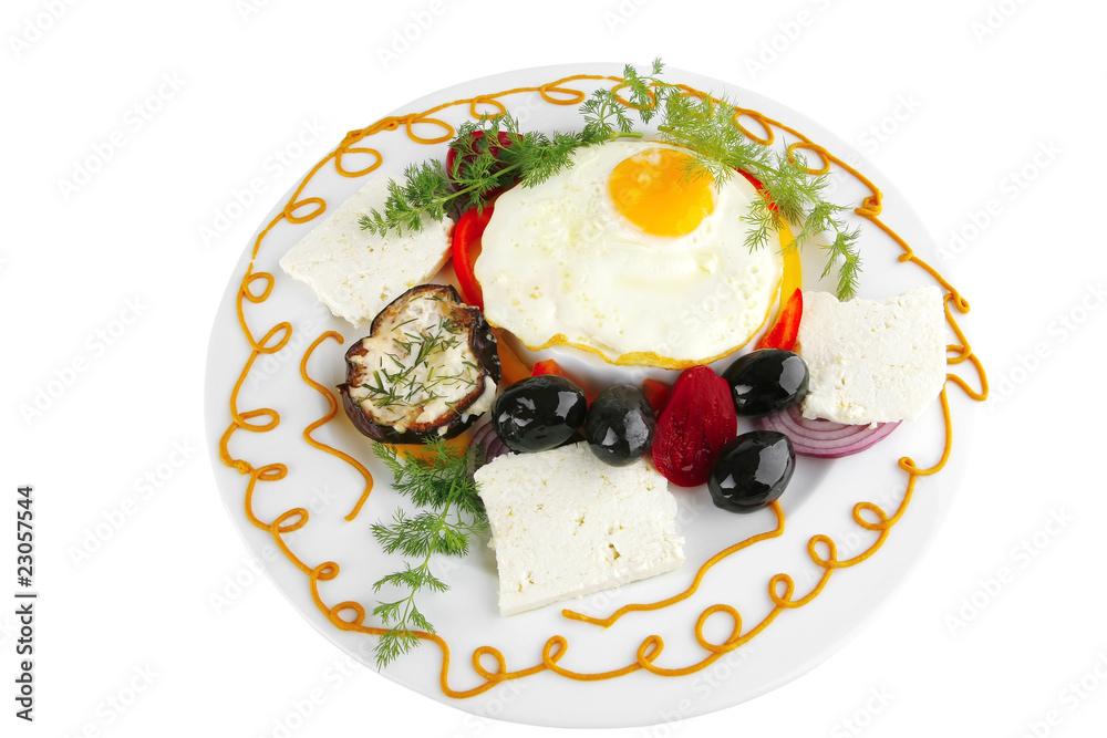 fried egg on white plate