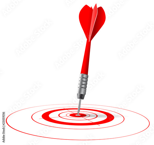 dart reaching the center of it's target - vector concept